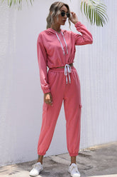 Ensemble sweat à capuche court avec cordon de serrage et pantalon de jogging cargo